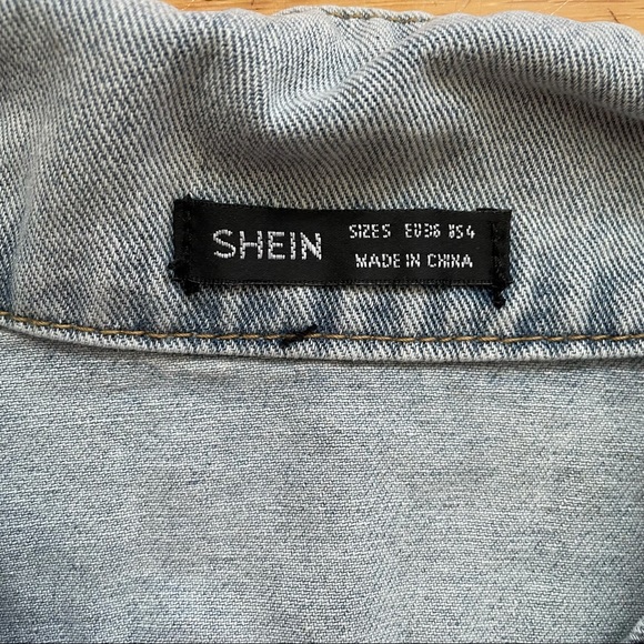 SHEIN Blue Ripped Denim Jacket - Picture 7 of 9